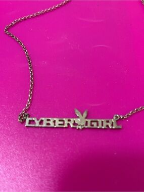 Playboy Cyber Girl 925 Silver Pendant Necklace y2k vintage authentic rare